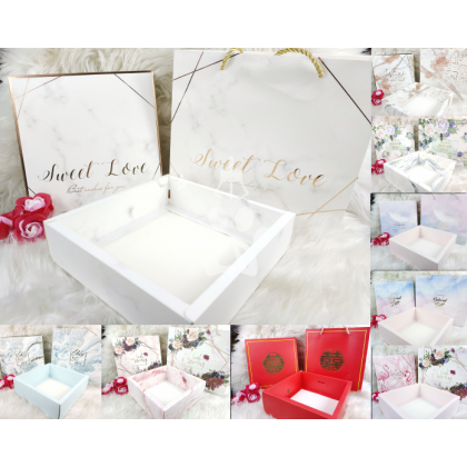 {READY STOCK} 1 Set Gift Box [Box + Paper Bag] Festival Wedding Valentine Days Door/Party Gift Box 伴手礼盒结婚喜糖盒包装盒手提袋套装